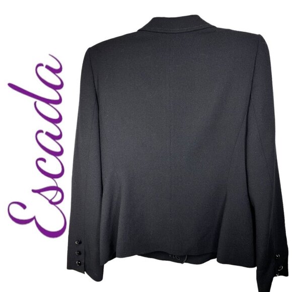 ESCADA Black Wool Elegant  Floral Cutout Blazer, Size 38 (US 8) - Picture 9 of 12